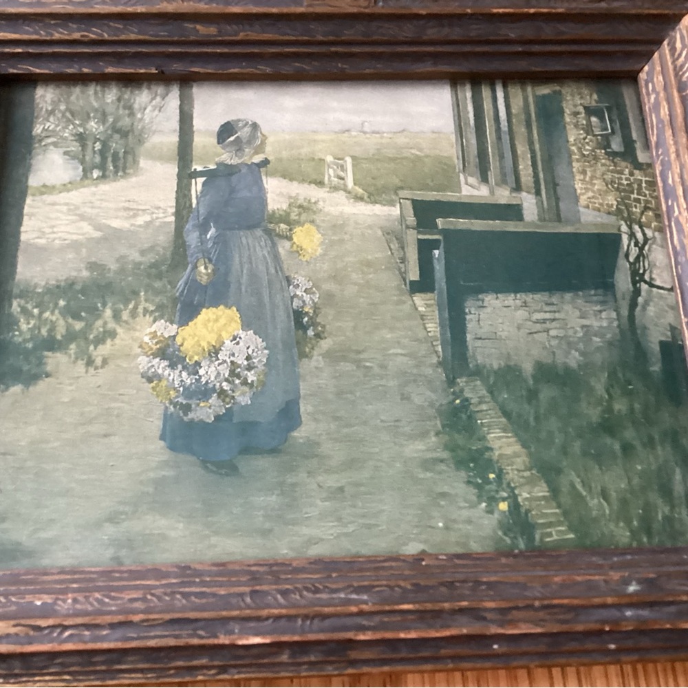 Vintage: Flower Girl in Holland Print ~ by George Hitchcock. - Picture 2 of 9